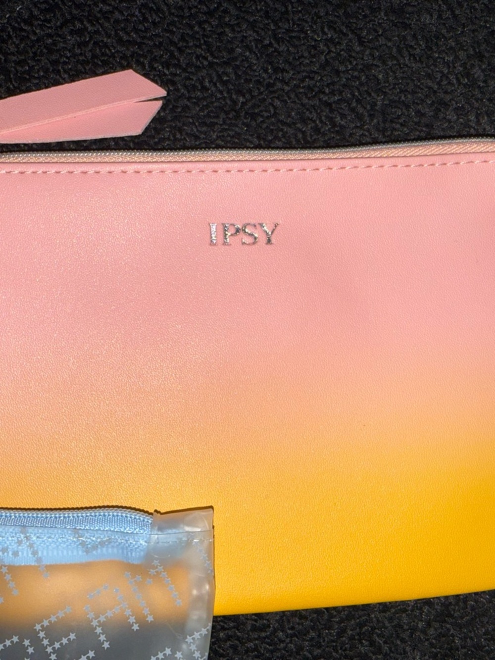 ipsy Pink to Yellow Gradient Faux Leather Cosmetic Pouch